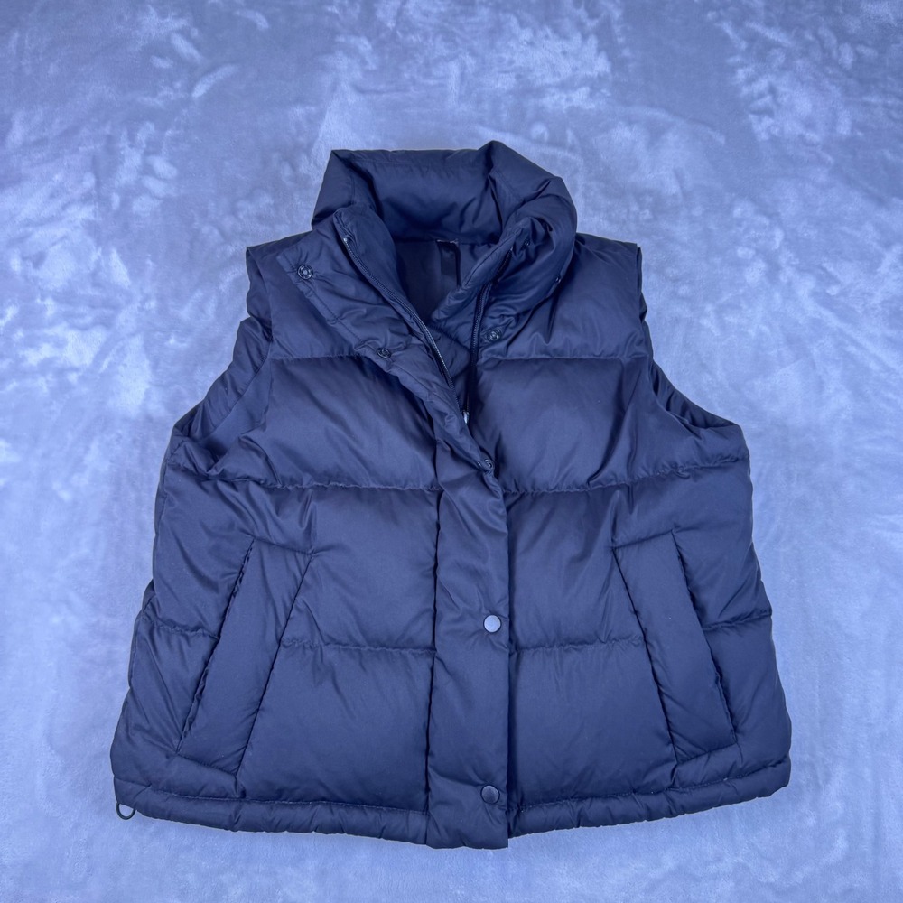 Lululemon Wunder Puff Vest Black Goose Down Women Size 4 Zip Snap Funnel*